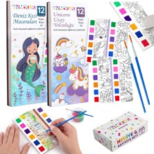 Mey İthalat Animokids Sulu Boya Defteri Seti (2 Kitap + 2 Fırça) - Kendin Yap Kitap Ayracı, Her Sayfada Entegre Boya Paleti - Çocuklar ve Yetişkinler Için Hediye Aktivite Seti (Renklerin Ormanı-Sihirli Bahçe)