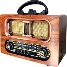 Ozkr Store Büyük Boy Retro, Nostaljik, Ahşap Tasarım Bluetooth Hoparlörlü, Şarjlı, Taşınabilir Fm/am Destekli Radyo NS-6635