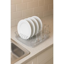 Ozkr Store Şeffaf Akrilik Tabaklık Bulaşıklık Düzenleyici 2 Parça 37X38X7 cm