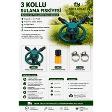 Emka 3 Kollu Sulama Fıskiyesi Bahçe Çim Sulama Aparatı Döner Sprinkler Dayanıklı Sert Plastik- 1 Adet bağlantı ekipmanı