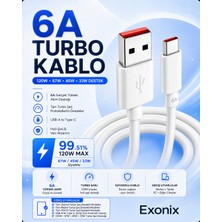 Exonix Type-C 6A Hızlı Şarj Kablosu – 120W’A Kadar Turbo Şarj Desteği