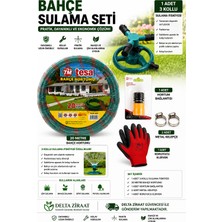 Emka 20 Metre Tesa Bahçe Sulama Hortumu 3 Kollu Sulama Fıskiyesi Bahçe Sulama Seti – 2 Kelepçe, Hortum Bağlantısı ve Eldiven