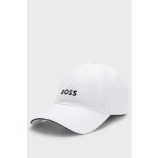 Boss Erkek Parlak Kabartma Logolu Desenli Beyaz Şapka 50560377-100
