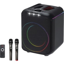 Lims Store Konfulon F39 25W Sürücülü Rgb Işıklı 2 Adet Mikrofonlu Bluetooth 5.3 Kablosuz Hoparlör – Siyah