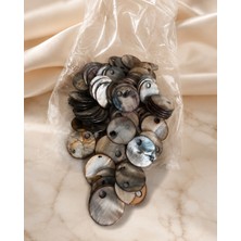 Velanee Obsidian Pearl Doğal Sedef Pul – Antrasit & Füme 20 mm – 100 Adet