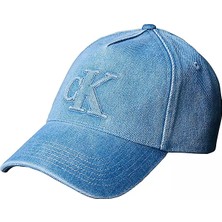 Calvin Klein Erkek Ck Logo Imzalı Ayarlanabilir Tokalı Denim Mavi Şapka LV04D5166G-VHJ