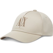 Armani Exchange Kadın %100 Pamuklu Işlemeli Logo Desenli Ayarlanabilir Tokalı Beyzbol Ekru Şapka XW000957 AF13846-U1092