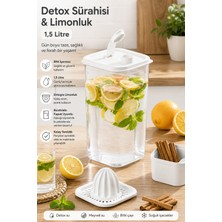 Porsima 06-1109 Detoks Sürahi & Limonluk Şeffaf 1,5 L - Beyaz