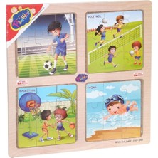 Ozkr Store ONY-343/344/345/346 Ahşap Eğitici 4'lü Puzzle -Onyıl