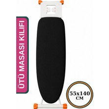Asev Home Keçeli Ütü Masası Kılıfı 55X140 cm Ipli Masaya Göre Ayarlanabilir Black