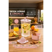 Porsima 1110-5 Sızdırmaz Kapaklı Detoks Sürahi - Matara - Limonluk - Şerbetlik - Suluk Şeffaf Pudra 2lt