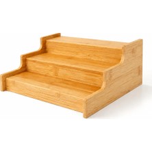 Meturas 3 Katlı Bambu Organizer Standı 30x22,5x11 cm – Mutfak, Baharat, Kavanoz ve Tezgâh Düzenleyici Basamaklı Raf