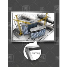 SML Tablo Inşaat Ofisi Building Şehir Bina Proje Yapı Denetim Dekor Yatay Çerçeveli Kanvas Tablo