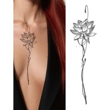 Mey İthalat Minimalist Lotus Çiçeği Geçici Dövme Su Geçirmez 1 Ay Kalıcı Gerçekci Görünüm Geçici Unisex Dövme