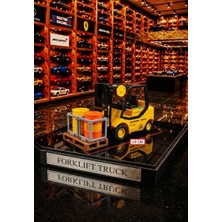 Oyuncak Sahili Forklift Varil Taşımacılığı Iş Makinası Kırılmaz Sesli 19CM Oyuncak Lift Çalıştırma Korna Geri Sesli Efektler Piller Dahil