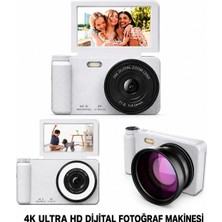 Blue İnter 4K Ultra Hd Dijital Fotoğraf Makinesi – 64MP, 18X Dijital Zoom, 180° Döner Ekran, Selfie & Vlog Kamerası