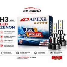 EP Garaj Otomotiv Apexi H3 Mini LED Xenon Far Ampul Seti – 52W 8000 Lümen
