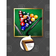SML Tablo Amerikan Bilardo Masa Istaka Cafe Dekorasyon Kare Çerçeveli Kanvas Tablo