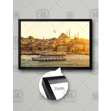 SML Tablo Tarihi Yarımada Vapur Akşamüstü Manzara Yatay Çerçeveli Kanvas Tablo