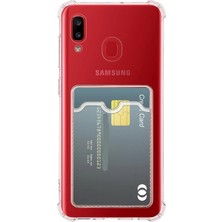 Cayk Samsung Galaxy A20 Uyumlu Kamera Korumalı Kartlıklı Köşeleri Airbag Tasarımlı Darbe Önleyici Şeffaf