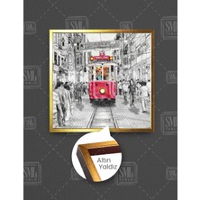 SML Tablo Taksim Kırmızı Tranvay Nostalji Istanbul Kare Çerçeveli Kanvas Tablo