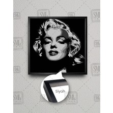 SML Tablo Marilyn Monroe Gülücük Siyah Beyaz Kadın Sanat Illüstrasyon Kare Çerçeveli Kanvas Tablo
