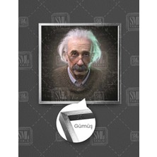 SML Tablo Albert Einstein Bilim Dahi Dekor Kare Çerçeveli Kanvas Tablo