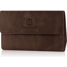 Trusador Havana Kahverengi Full-Grain Deri Tütünlük Cüzdan Tütünlük Kesesi Unisex Kadın Erkek