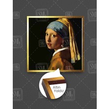 SML Tablo Johannes Vermeer Inci Küpeli Kız Eseri Başyapıt Yağlı Boya Efekt Kare Çerçeveli Kanvas Tablo