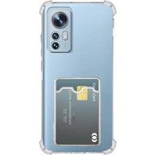 Cayk Red Mi Note 12S Uyumlu Kamera Korumalı Kartlıklı Köşeleri Airbag Tasarımlı Darbe Önleyici Şeffaf