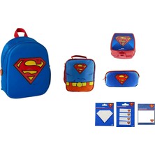 GENC DIJITAL BASKI Superman Anaokulu Çantası Seti(7 Parça)