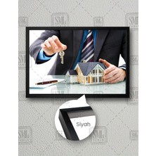 SML Tablo Emlak Ev Real Estate Anahtar Inşaat Mühendisliği Yatay Çerçeveli Kanvas Tablo