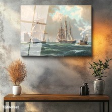 Tablofest Tamperli Cam Tablo John Stobart Denizde Yelkenliler Buharlı Ressam Tablosu Duvar Dekoru