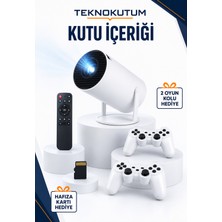 Teknokutum Taşınabilir Mini Akıllı Projeksiyon – 2 Oyun Kolu ve Hafıza Kartı Hediyeli