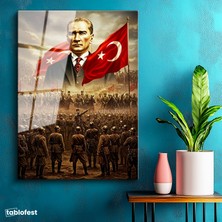 Tablofest Tamperli Cam Tablo Atatürk Kurtuluş Savaşı Ordu Bayrak Atatürk Tablosu Duvar Dekoru