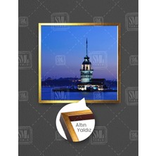 SML Tablo Istanbul Kız Kulesi Gece Manzaralı Istanbul Kare Çerçeveli Kanvas Tablo