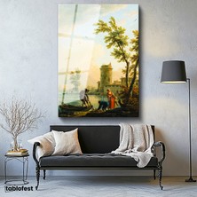 Tablofest Tamperli Cam Tablo C.J. Vernet Balıkçılar Kıyı Kulesi Deniz Kenarı Ressam Tablosu Dekoru
