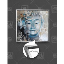 SML Tablo Gözü Kapalı Buda Heykeli Huzur Meditasyon Yoga Dekor Kare Çerçeveli Kanvas Tablo