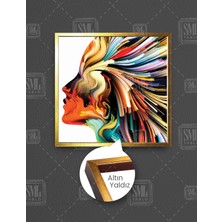 SML Tablo Rengarenk Abstract Kadın Makyaj Soyut Modern Sanat Dekoratif Woman Kare Çerçeveli Kanvas Tablo