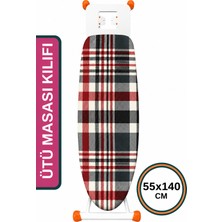 Asev Home Keçeli Ütü Masası Kılıfı 55X140 cm Ipli Masaya Göre Ayarlanabilir Karmen Ekose