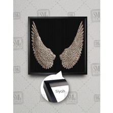 SML Tablo Melek Kanatları Dekoratif Kare Çerçeveli Kanvas Tablo