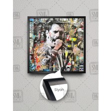 SML Tablo Quenn Rock N Roll Freddie Mercury Grafiti Kare Çerçeveli Kanvas Tablo