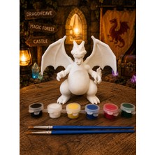3D Layer Craft Pokemon Charizard Figürü Boyama Seti 1 Figür 6 Renk Boya 2 Fırça Kendin Boya Hobi Seti
