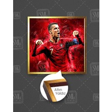 SML Tablo Cristiano Ronaldo Portekiz Cr7 Futbol Hırs Kare Çerçeveli Kanvas Tablo