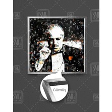 SML Tablo The Godfather Don Corleone Dergi Kolajı Kare Çerçeveli Kanvas Tablo
