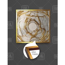 SML Tablo Soyut Sanat Altın Gold Dekoratif Abstract Modern Beyaz Kare Çerçeveli Kanvas Tablo