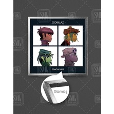 SML Tablo Gorillaz Demon Days Albüm Cover Kare Çerçeveli Kanvas Tablo