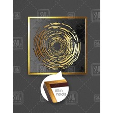 SML Tablo Modern Altın Çiçek Dekoratif Gold Kare Çerçeveli Kanvas Tablo