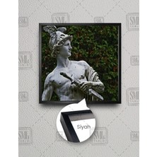 SML Tablo Hermes Yunan Mitolojisi Heykel Dekor Kare Çerçeveli Kanvas Tablo