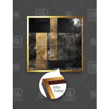 SML Tablo Siyah Gold Yan Yana Duran Altın Dikdörtgenler Modern Lüks Dekor Kare Çerçeveli Kanvas Tablo